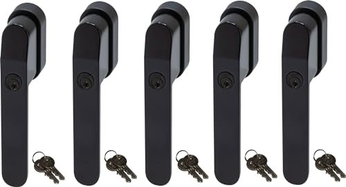 ABUS FG400BK, abschließbarer Fenstergriff in schwarz im Set 5 Stück, alle gleichschließend AL0145 mit zehn Schlüsseln