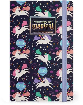 Legami - Taccuino a Righe Medium, Notebook Unicorno con 24 Pagine Staccabili, Chisura con Elastico, 13 x 21 cm, in Carta FSC Certificata, Tema Unicorno
