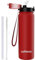 GOPPUS 1L/32oz Thermosflasche mit Strohhalm Doppelschicht Edelstahl Trinkflasche 1 Liter Isolierflasche Auslaufsicher Sport Wasserflasche Kohlensäure Water Bottle Trinkflaschen BPA-frei Wasser Flasche