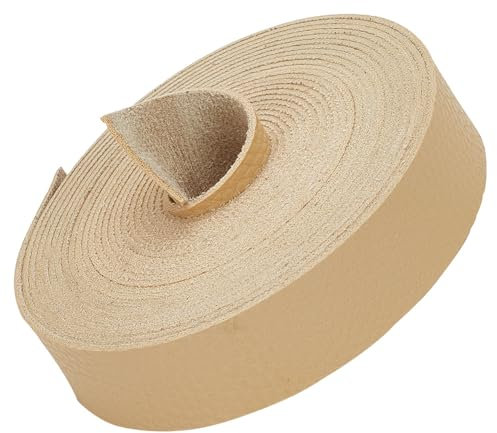HOBBIESAY 4m Bandes de Cuir Beige 2.5cm de Large Sangles Plates en Cuir Imitation Similicuir Sangle pour Projets de Bricolage Artisanat Colliers Animaux de Compagnie Ceintures