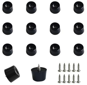 20 PCS Black Rubber Feet Pad with Stainless Screws, Non Slip Rubber Bumper Feet, Black Rubber Feet for Cutting Board, Cutting Board Feet Non Slip, Cutting Board Rubber Feet (0.51 H x 0.78 D)