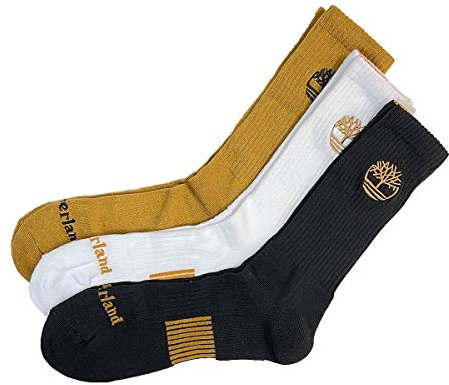 Timberland Confezione da 3 paia di calzini Crew, taglia M, frumento, M