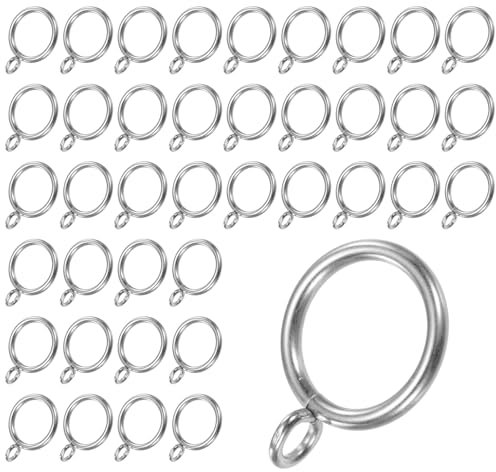 M METERXITY Lot de 40 Anneaux de Rideaux Argentés avec Œillet, Anneaux en Métal Inoxydable pour Tringles à Rideaux, Diamètre Intérieur de 1 Pouce pour Tringles à Rideaux