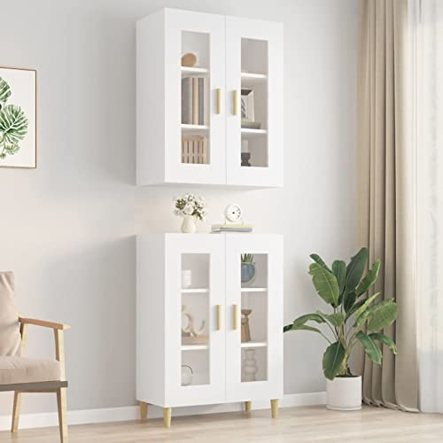Iiaky Armario de Pared Colgante Blanco 69,5x34x90 cm vitrinas para Salon mostradores para Tiendas Mueble Cocina Alto armarios pequeño