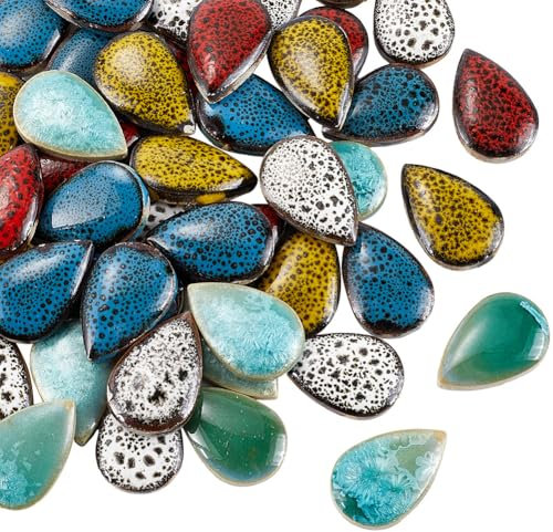 SOFPLATE 1 Schachtel 200g Unregelmäßige Keramik Mosaikfliesen Wassertropfen Mosaik Keramikstücke Bunte Zerbrochene Porzellanteller Regentropfen Fliesen Großpackung Für Heimwerker Bastelteller Blumentö