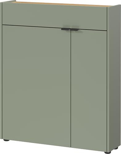 Germania Schuhschrank 1319-629 GW-Ameca, in Taupegrün/Navarra-Eiche-Nb., mit Türdämpfung, 83 x 99 x 22 cm (BxHxT)
