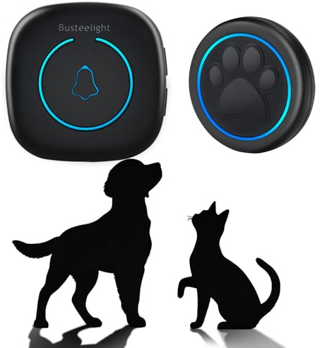 Soft Ring Blk Dog Bells for Toilet Training (1 Bell & 1 Receiver) | Dog Door Bell for Dogs to Go Outside, 300m Range Wireless, 60 Melodies, LED, Waterproof Dog Toilet Bell for Potty Training