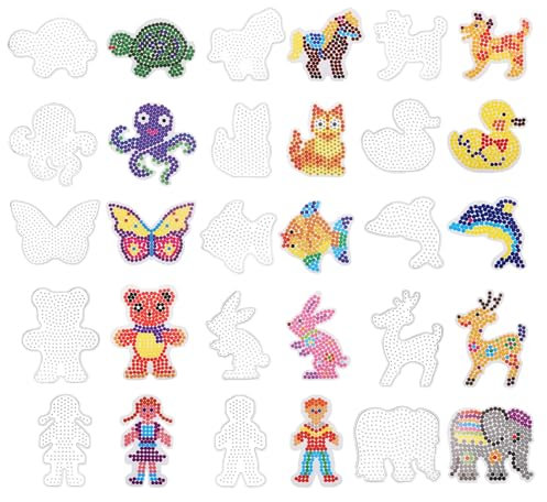 SinChic Fuse Beads Boards,15 PCS Hama Bead Pegboard Clear Animal Shape Pegboards with 15 Pattern Template Paper Cards Ironing Bead Pin Plates for DIY Crafts Birthday Gifts(Without Beads)