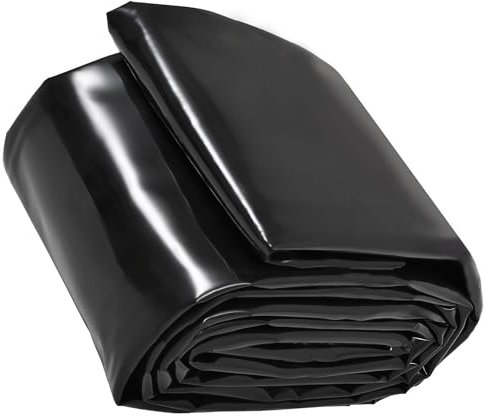 Bâche de bassin robuste - 5 m x 10 m - Membrane noire flexible pour piscines à poissons - Doublure imperméable durable et imperméable pour bassins extérieurs (taille : 5 m x 10 m)