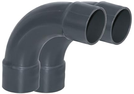 HAF 2X PVC Fittings Bogen 90° mit 63mm x 63mm | Klebemuffe x Klebemuffe | Winkelverbinder aus grauem PVC-U | PN16 für PVC Rohr, Poolfitting, Schwimmbad, Poolverrohrung, Druckleitung, Rohrleitung