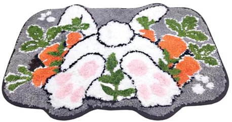 Generisch Osterdeko Fußmatte Ostern Fussmatte Mit Osterhase Deko Schmutzfangmatte Waschbar Für Innen & Außen Hasen Frühling Küche Teppich Bodenmatte