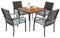 LIFEZEAL Table de Jardin avec 4 Chaises & 4 Coussins, Table Extérieur avec Trou de Parasol, Ensemble Mobilier de Terrasse en Rotin PE, Piscine, Balcon, Patio, Charge 150/80 kg