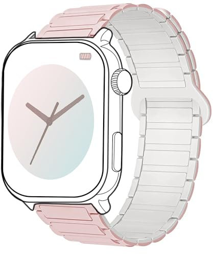 Blueshaweu 18mm 20mm 22mm Armband Kompatibel Für Ice-Watch - Ice Smart Serie, Weiches Silikon Ganz Magnetisch Einstellbar Uhrarmband Kompatibel mit Ice Smart Serie Smartwatch (pink, 20mm)