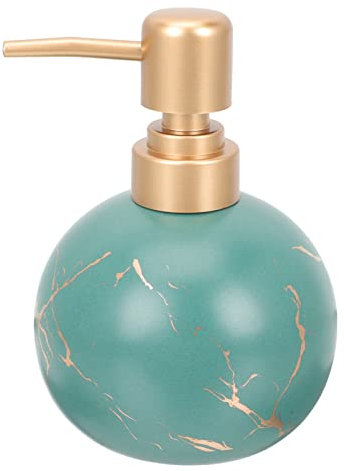 ABOOFAN Ceramic Pump Bottle for Shampoo Shower Gel Press Lotion Bottle Round Ball Design Matte Dark Green for Bathroom Use