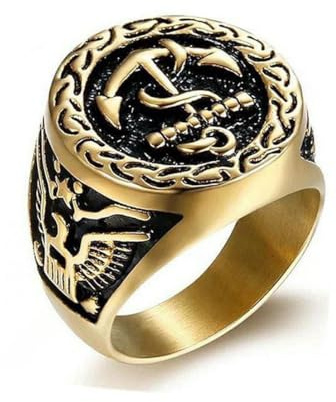 fycouyee Ring Titan Stahl US Navy Anker Adler Herrenring