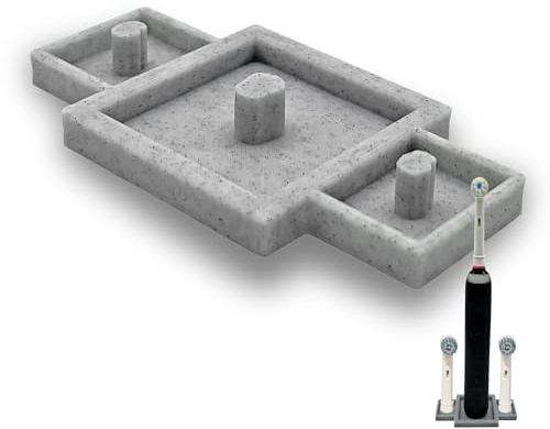 Oral Care Brand Electric Toothbrush Stand with 2 Toothbrush Head Stands & Drip Tray (Marble)