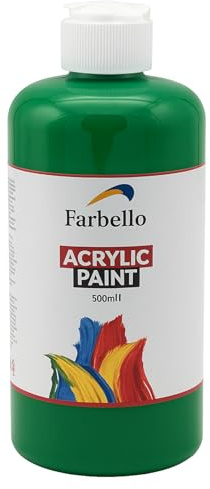 Farbello Acrylfarbe 500 ml – Hochpigmentierte, wasserfeste Künstlerfarben für Acryl-Pouring, Leinwand, Holz, Stein, Papier & Metall – Leuchtende Malfarben (Grün)