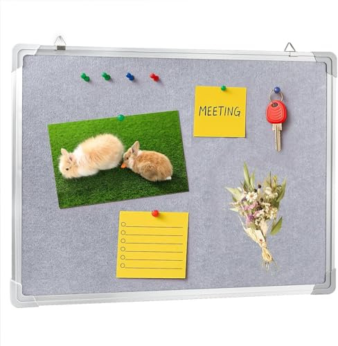 BREEZENEST Felt Notice Board for Kitchen & Office, 60x45cm Wall Mounted Pin Board with Aluminium Frame, Multi-Purpose for Home, Bedroom, Memos, Photos & Jewellery Organisation