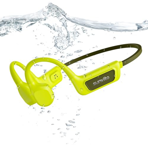 sunvito Bone Conduction Swimming Headphones - IPX8 Waterproof Open-Ear Headphones with Built-in MP3 Player, Bluetooth 5.4 Sports Headphones for Swimming Surfing Running & Cycling (Green)