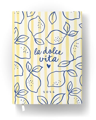 Kalender 2026 A5 „La dolce vita“ | Hardcover Terminplaner mit Jahres-, Monats- & Wochenübersicht | Achtsamkeitskalender mit Mood Tracker, Reflexion & Zitronen-Design | 192 Seiten