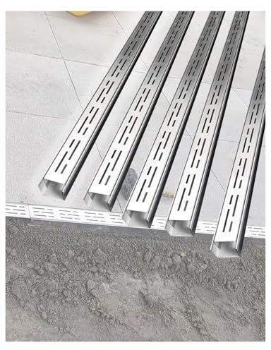 Entwässerungsrinne 5er-Pack Schmale Kanal-Abflussgitter-Set for Den Außenbereich, Edelstahl-Einfahrtsgraben-Entwässerungssystem for Terrassen, Hof, Garageneinfahrten, Gartenwege(10x3cm(3.9x1.2in))