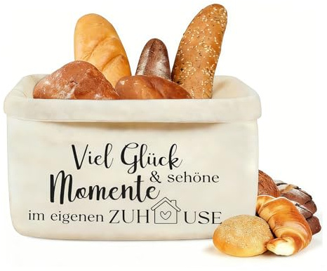 Brotkorb als Einzugsgeschenke Wohnung & Haus – Brot und Salz Geschenk zum Einzug – Faltbarer Stoffkorb für Brötchen – Einweihungsgeschenk & Neue Wohnung Geschenke Ideen – Dekorative Aufbewahrung