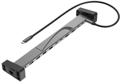 Hama USB-C Docking-Station Connect2Office Work, 12-Port USB-C-Hub mit Silikon-Standfüßen, HDMI, USB-A, LAN, Kartenleser, universelle Multi-Dockingstation für Laptop, Monitor und Zubehör
