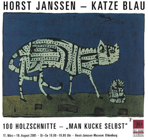 Janssen, Horst - Katze blau - Kunstdruck Artprint - Grösse 57x55 cm