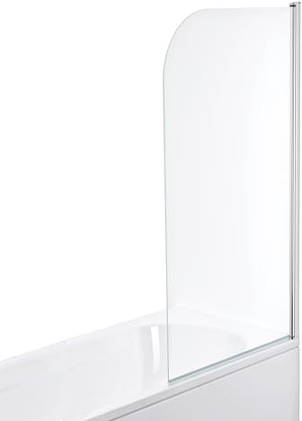 Bath Screen, Shower Screen for Bath 180 Degree Pivot 6mm Tempered Glass Shelf Door Panel with Rounded Corne