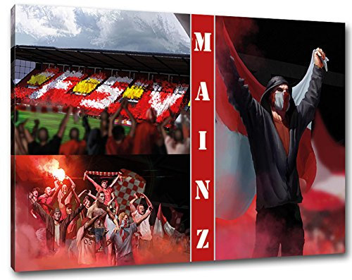 Ultras Mainz Format: 120x80, Bild auf Leinwand XL, fertig gerahmt