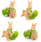 Logbuch-Verlag 4 kleine Osterhasen Figuren Osterei mit Text Frohe Ostern Hasen mini Geschenk 6 cm Natur grün