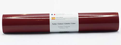 Selbstklebende Plotterfolie Vinylfolie 30,5 cm x 3 m glänzend 39 Farben zur Auswahl, Farbe:135 Bordeaux