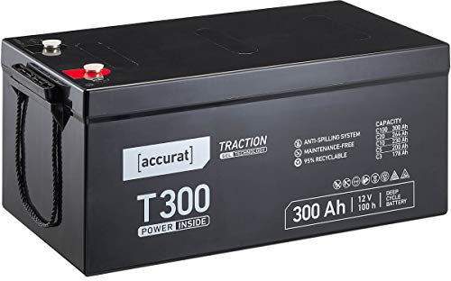 Accurat Traction T300 Pro VRLA Bleibatterie - 12V, 300Ah, +30% Startleistung, wartungsfreie, zyklenfest- Gel Batterie, USV Batterie, Versorgungsbatterie, Solarbatterie, Bleiakku für Camping, Wohnwagen