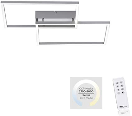 Design LED Decken Leuchte Wohn Zimmer Flur Lampe CCT FERNBEDIENUNG silber Leuchten Direkt 14018-55 Weiss