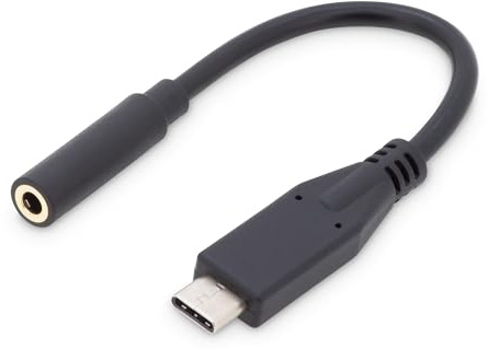 DIGITUS USB 3.2 Gen1 adapter cable - 0.2 m - USB C (male) to 3.5 mm jack (female) - 5 Gbit/s - USB adapter - black