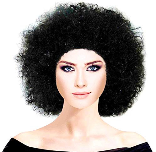 LoveLegis Clown Perücke - Afro 70er Jahre - Mann - Frau - Erwachsene - Karneval - Schwarze Farbe - Zulu - Geschenkidee für Weihnachten und Geburtstag
