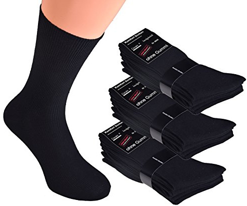 Schwarze Damen- & Herren Socken ohne Gummi auch als Kurzsocke | 100% Baumwolle, Kurzsocken, feuchtigkeitsregulierend, atmungsaktiv, robust hochwertige Baumwollsocken, Knöchelsocken