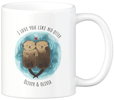 LOOXIS Personalisierte Tasse mit Namen, Text & Motiv bedruckt – 325ml, Keramik, versch. Farben – Geschenkidee Männer, Frauen, Jahrestag, Valentinstag, Geburtstag – Otter