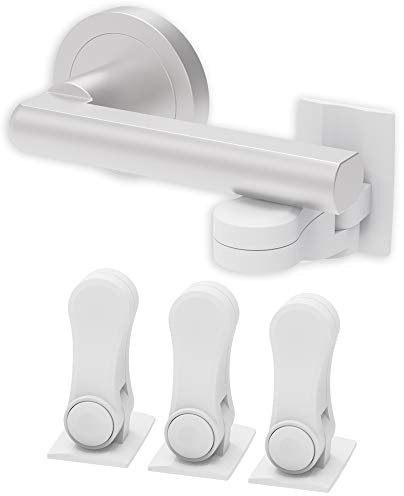 Inaya Child Proof Door Lever Lock - Door Handle Lock - 3M Adhesive - Minimalist Design - No Drilling Child Safety Door Handle Locks (3 Pack)