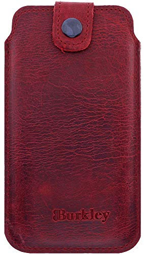 Burkley Handyhülle für iPhone 11 Pro Hülle Leder-Hülle kompatibel mit Apple iPhone 11 Pro - Rindsleder Case Pocket Sleeve (Antik Rot)