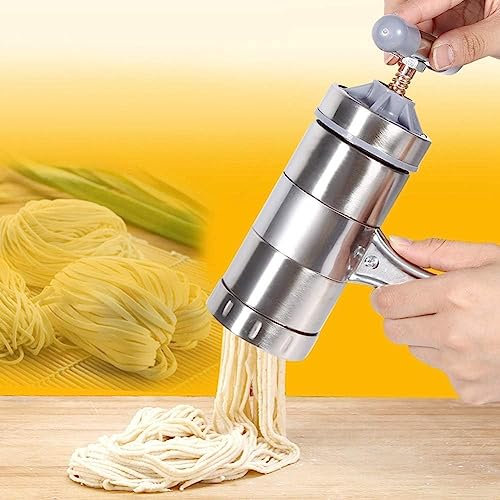 Jadeshay Nudelmaschine Manuell, Pastamaschine Pasta Maker Multifunktion Pasta Machine Aus Edelstahl, 5 Formen
