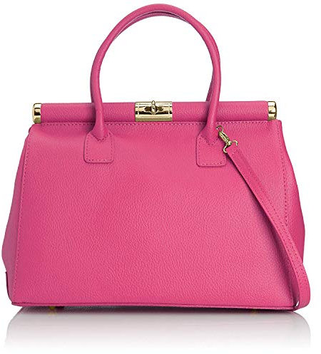 Chicca Borse Borsa a mano bauletto da donna con tracolla in pelle trama dollaro 35 x 28 x 16 cm - Mod. Matilde