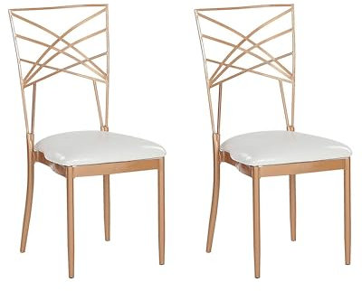 Set di 2 Sedie da Pranzo in Metallo Oro Rosa Eleganti Moderne alla Moda