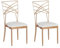 Beliani Set of 2 Accent Dining Chairs Metal White Faux Leather Seat Pad Rose Gold Girard