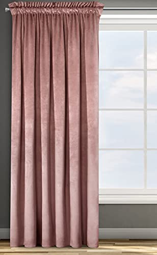 Eurofirany ROSA Vorhang Samt Velvet Kräuselband -1 STK. Weich Edel Gardine 200g/m² Elegant Glatt Einfarbig Flauschig Modern Klassisch Wohnzimmer Schlafzimmer, 140x270 cm, Dunkelrosa