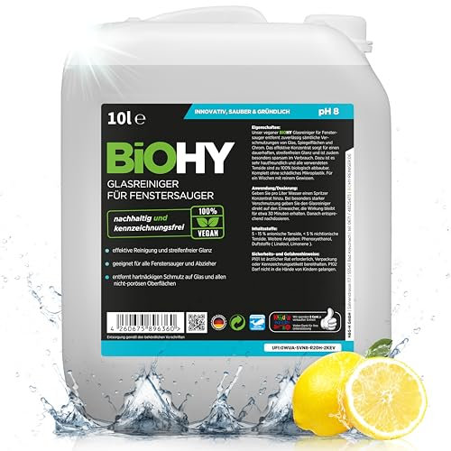 BiOHY Nettoyeur de vitres pour aspirateurs de vitres (Bidon de 10l) | brillant éclatant sur toutes les surfaces | pour un nettoyage sans traces (Fenstersauger)
