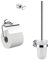 EMCO Polo 3 in 1 Badacccessoire-Set mit WC-Bürstengarnitur, Doppelhaken & Toilettenpapierhalter mit Deckel, elegantes Badezimmerset zur Wandmontage aus Metall, chromfarben