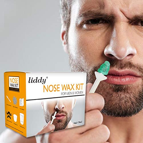 Nasenwachs Set Aktualisiert Nasenhaar-Entfernungs-Set für Männer, 50g Wachs, 20 Applikatoren, Nasenhaarentfernungs-Wachs-Kit mit Sicherem Spitzenapplikator, Reinigung Haarentfernungswachs