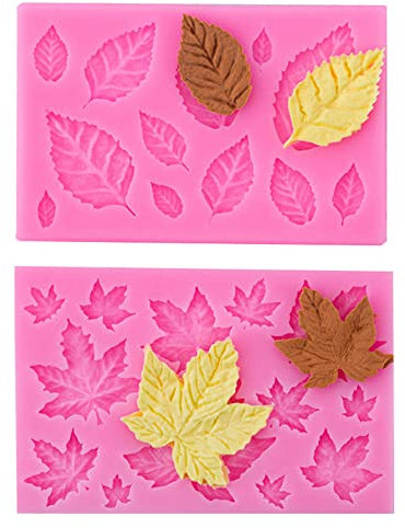 2Pcs Silicone Leaf Moulds - Various Themes for Fondant Cake Decoration or Lollipop Chocolate Decoration