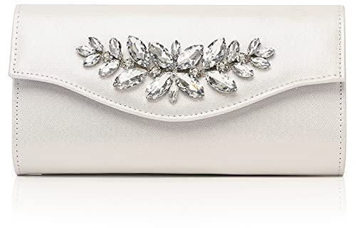 GESU Damen Rhinestone Evening Bag Clutch, elfenbeinfarben